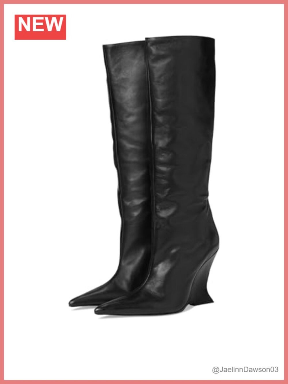 Siena Over the Knee Wedge Leather Boots Pointed Toe Pull-On Calf High